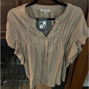 Cozy chic size large taupe new with tags gauzy top